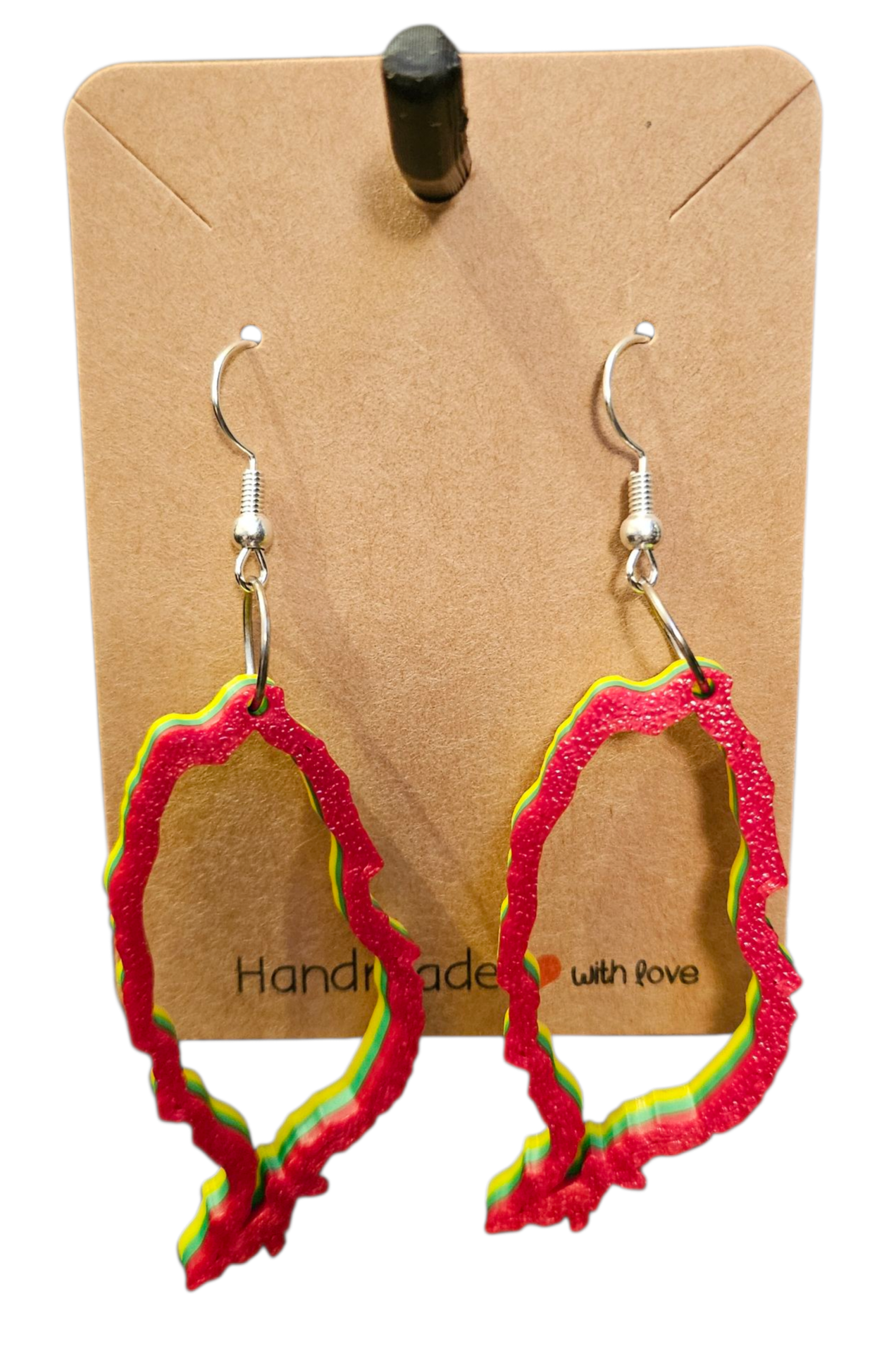 3D Printed Island Shaped Earrings - Grenada