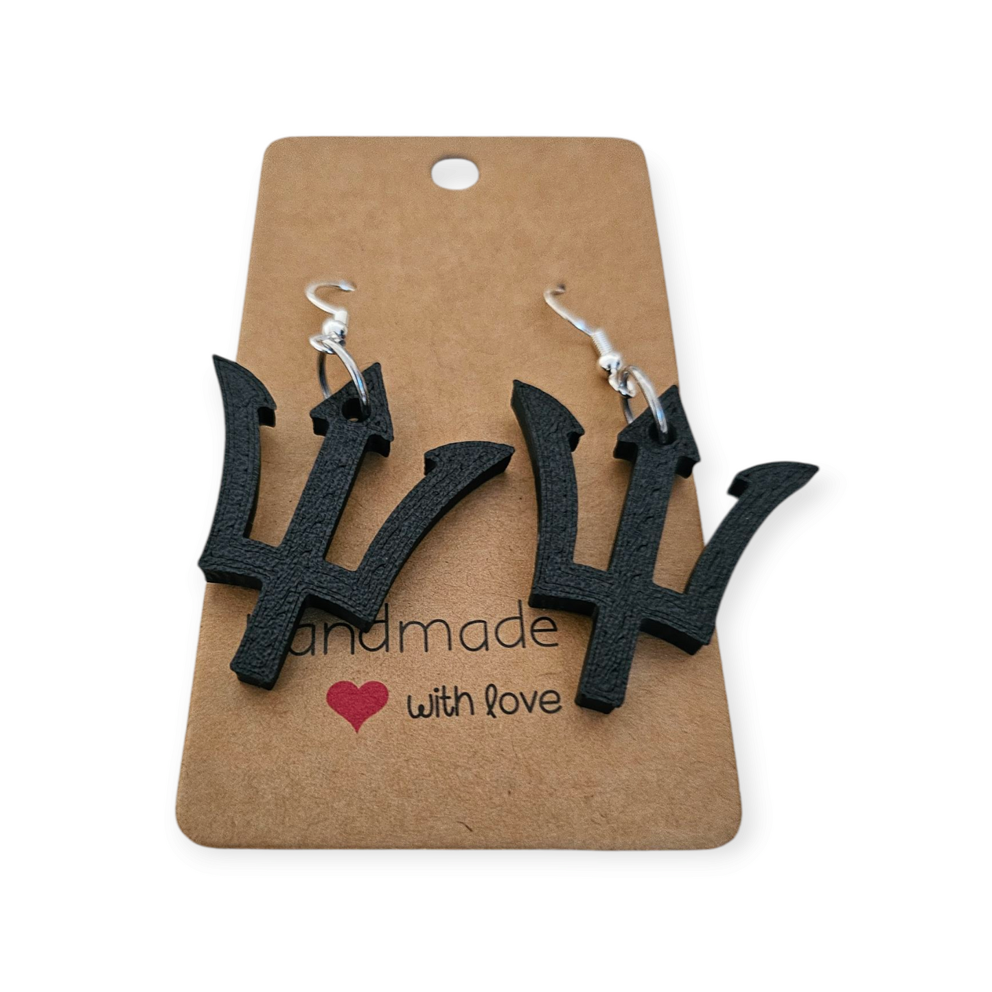 3D Printed Black Trident Earrings