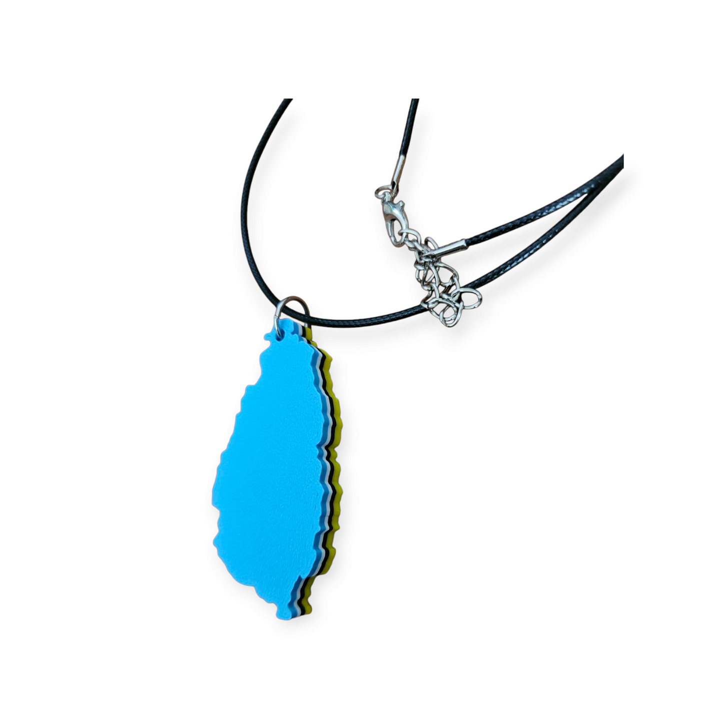 3D Printed Island Shaped Pendant Necklace - St. Lucia