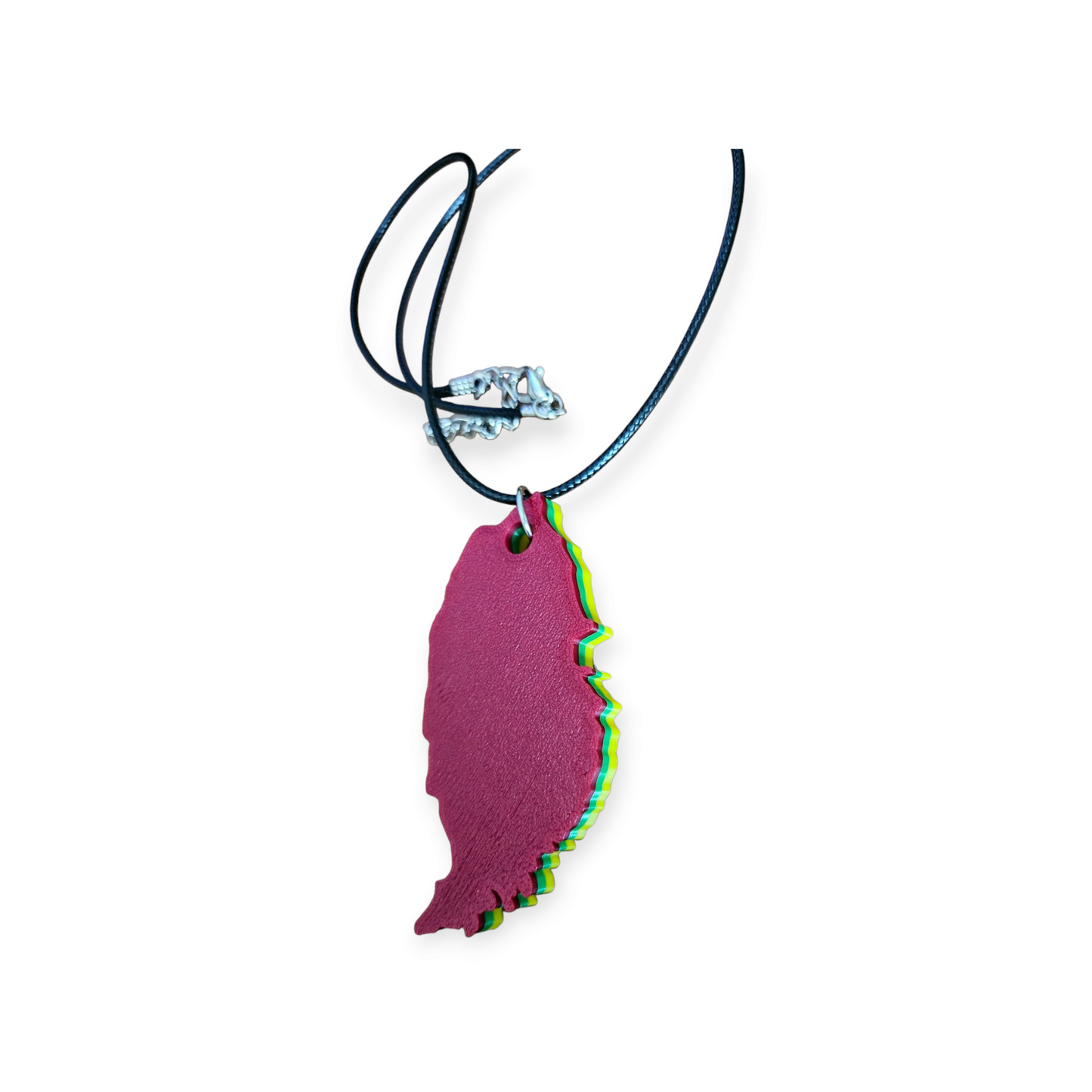 3D Printed Island Shaped Pendant Necklace - Grenada