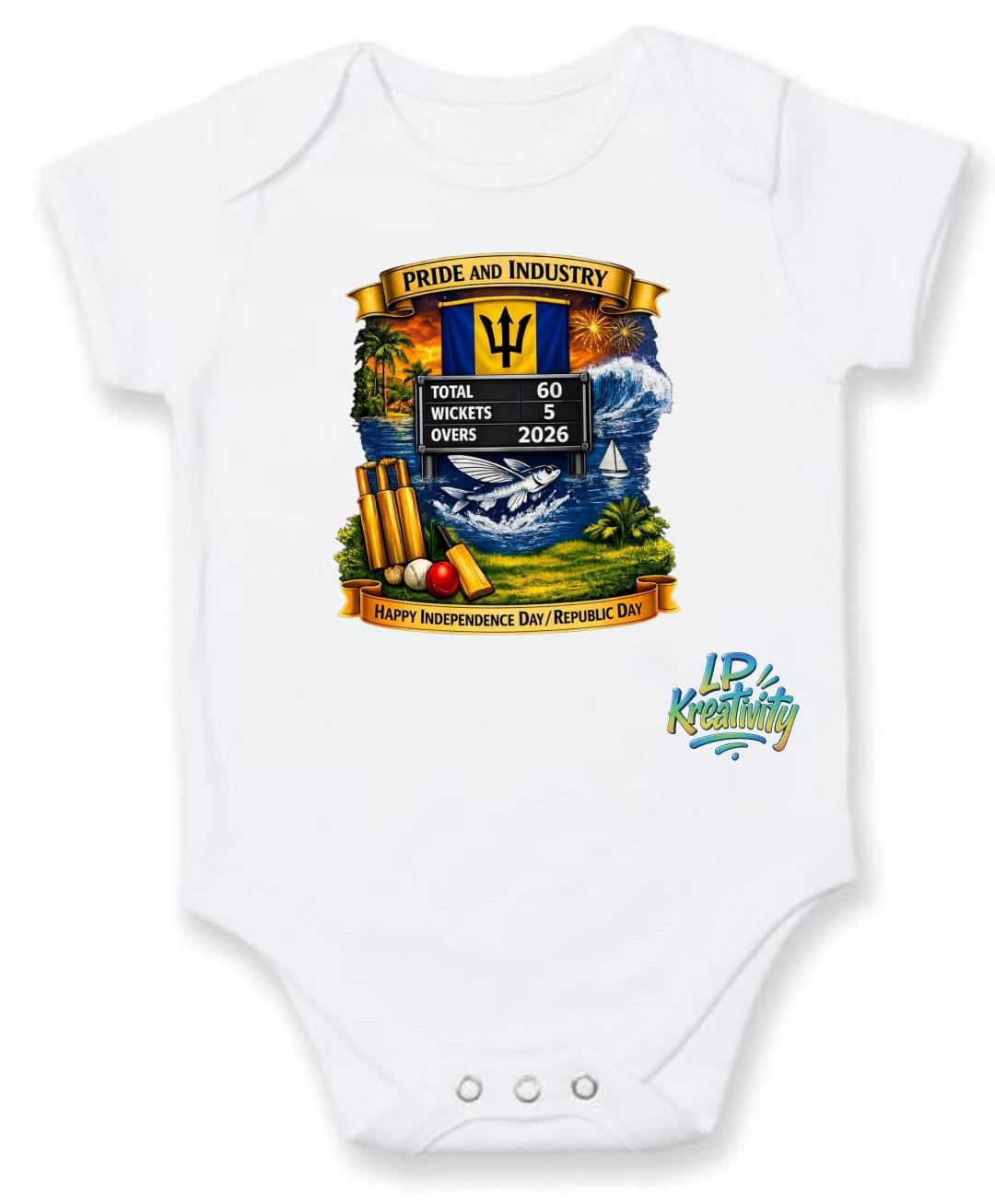 Pre-order Barbados 60th Independence Baby Grow