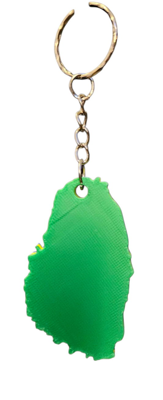 3D Printed Island Shaped Keychain - St. Vincent