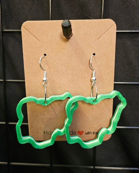 3D Printed Country Shaped Earrings - Nigeria