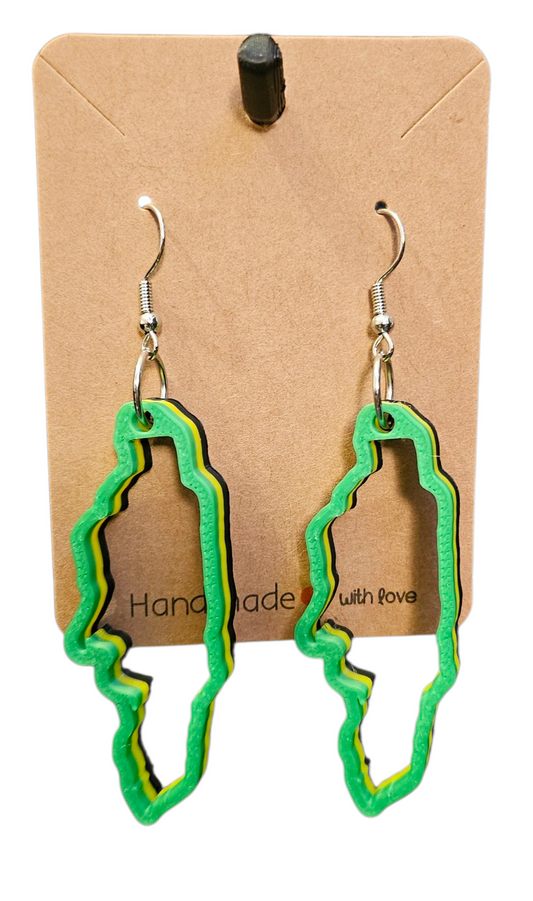 3D Printed Island Shaped Earrings - Jamaica