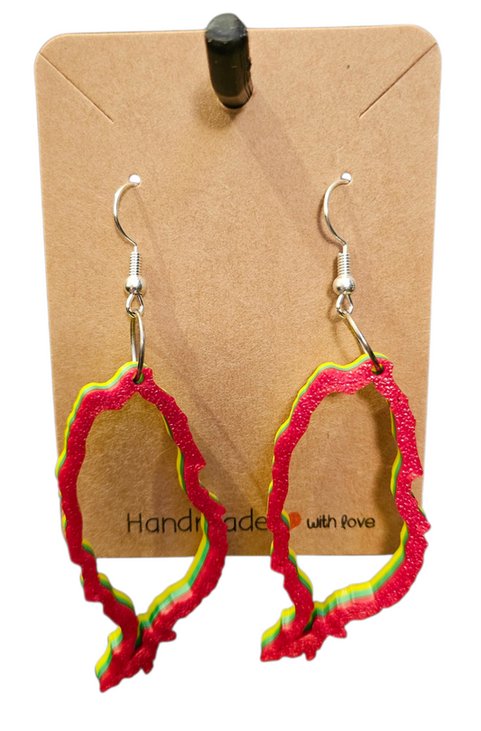 3D Printed Island Shaped Earrings - Grenada
