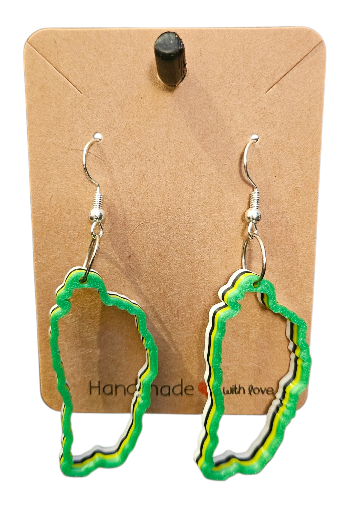 3D Printed Island Shaped Earrings - Dominica