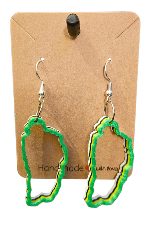 3D Printed Island Shaped Earrings - Dominica