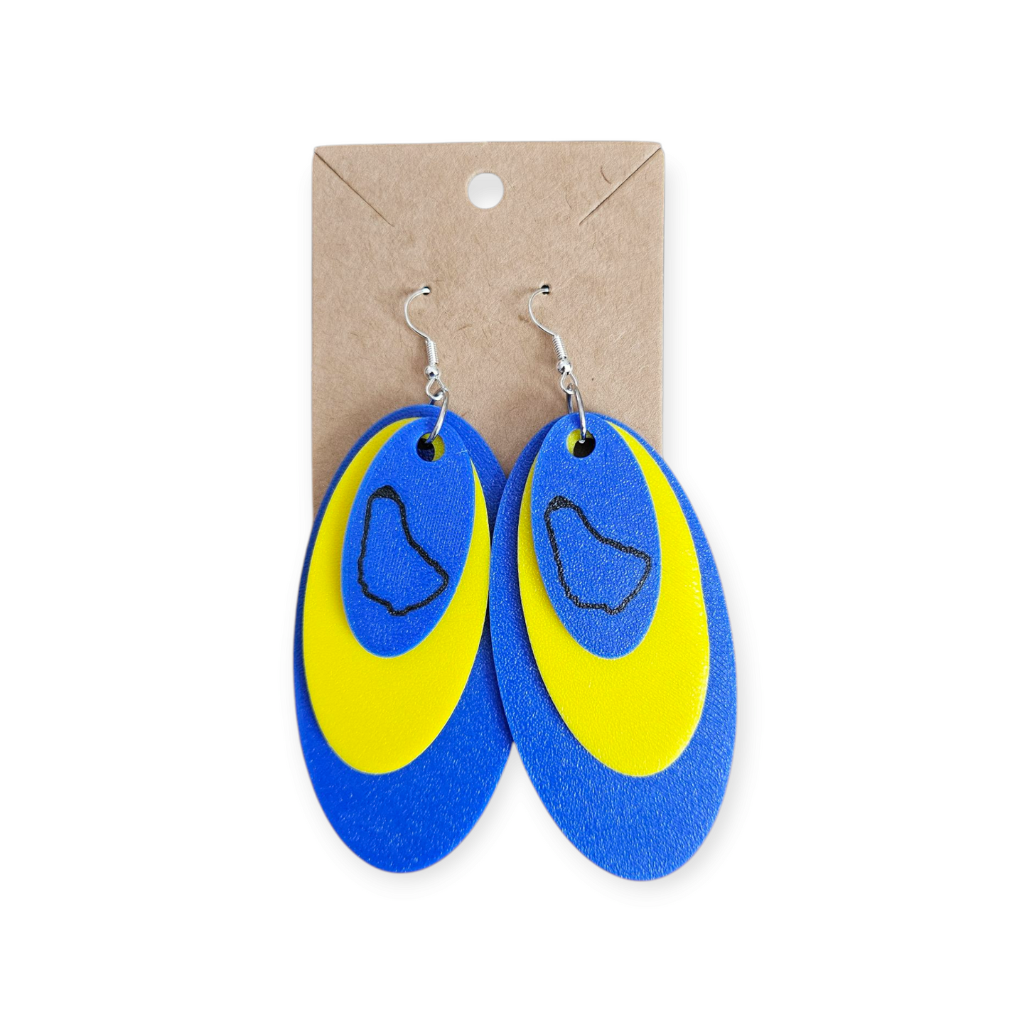 3D Printed Oval Earrings - Barbados