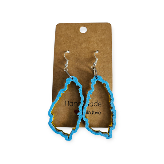 3D Printed Island Shaped Earrings - St. Lucia