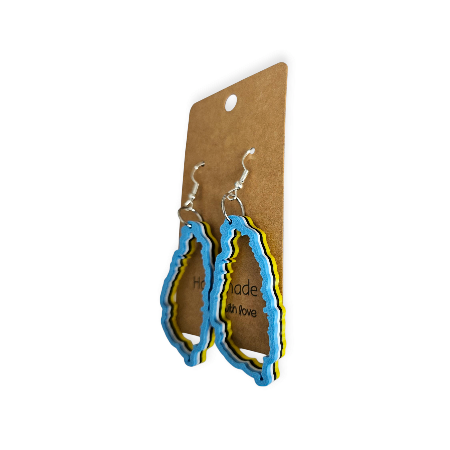 3D Printed Island Shaped Earrings - St. Lucia