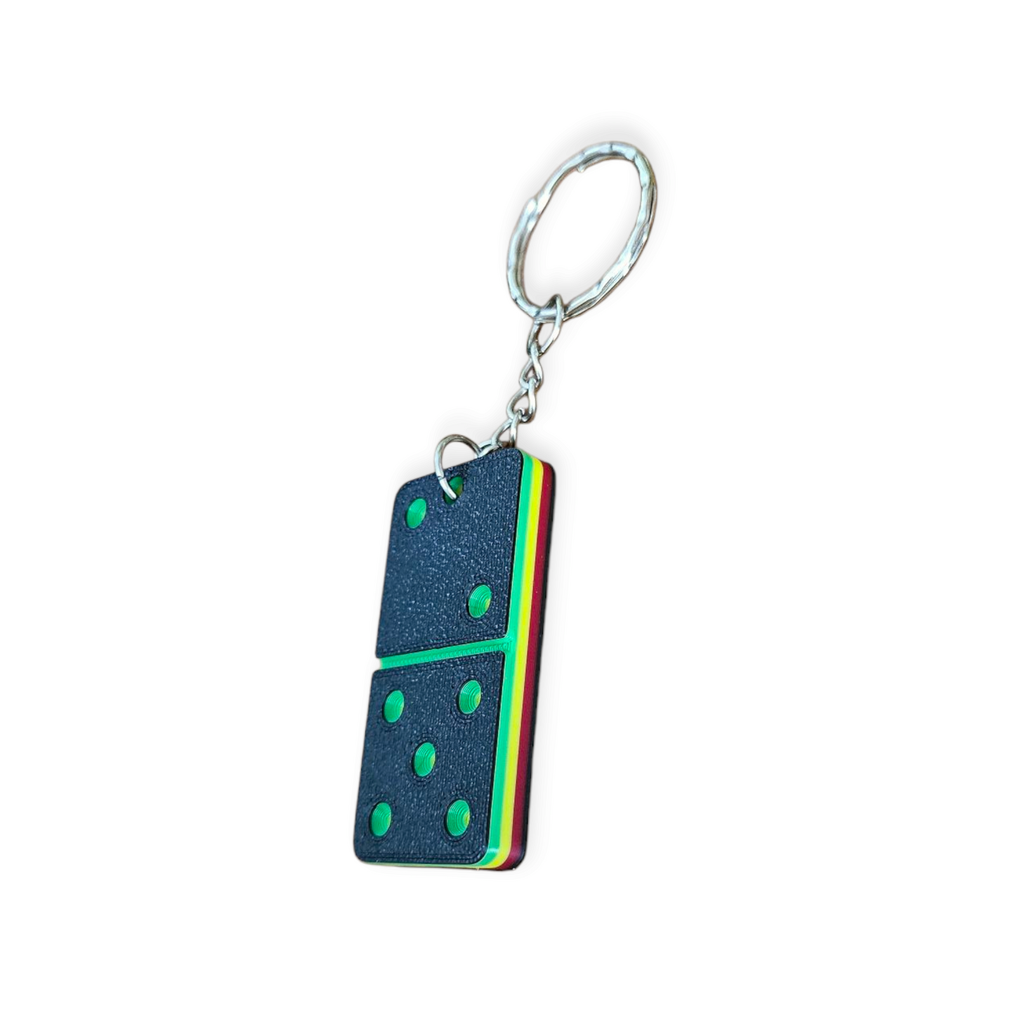 3D Printed Domino Keychain - Rastafarian