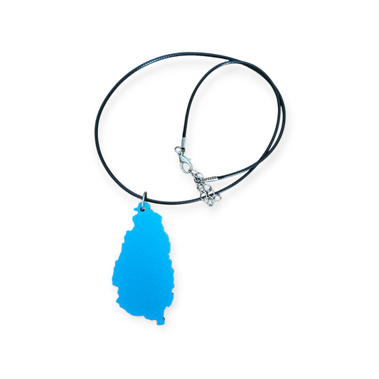 3D Printed Island Shaped Pendant Necklace - St. Lucia