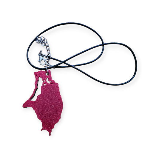 3D Printed Island Shaped Pendant Necklace - Barbuda