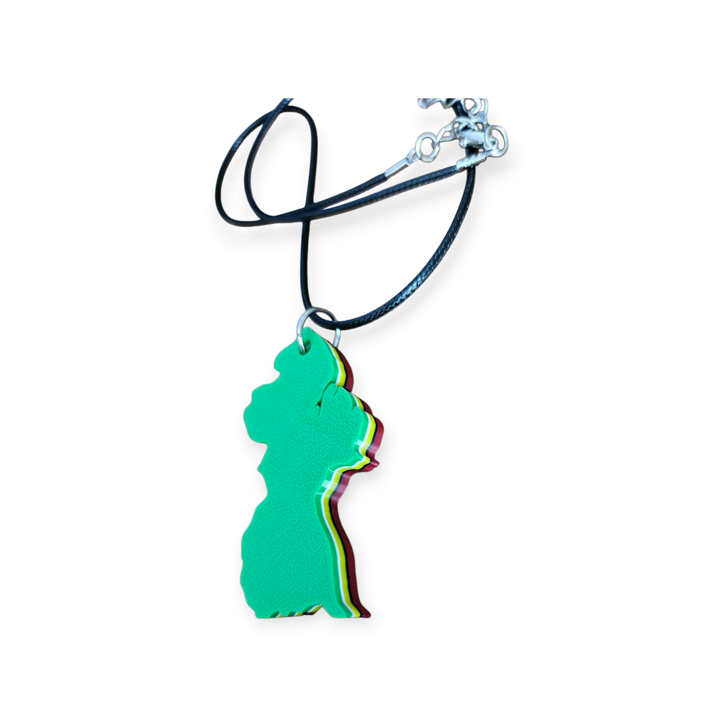 3D Printed Island Shaped Pendant Necklace - Guyana