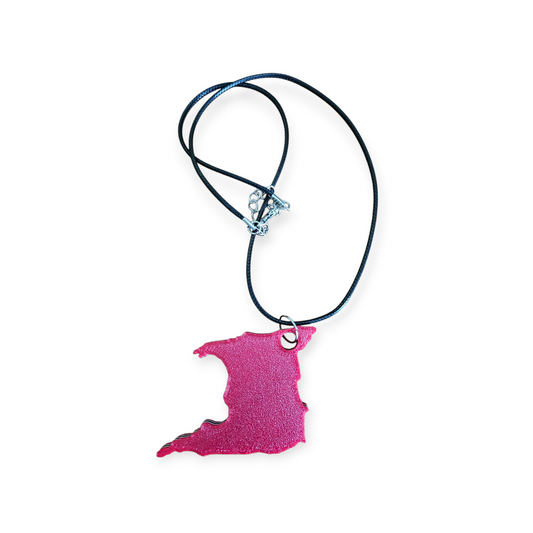 3D Printed Island Shaped Pendant Necklace - Trinidad