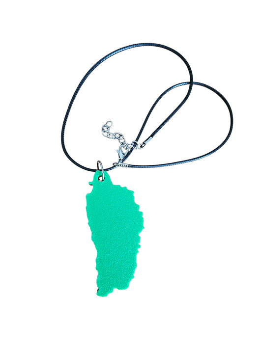 3D Printed Island Shaped Pendant Necklace - Dominica