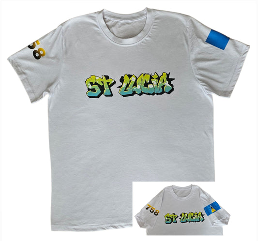 Adult Graffiti Style T-shirt St. Lucia