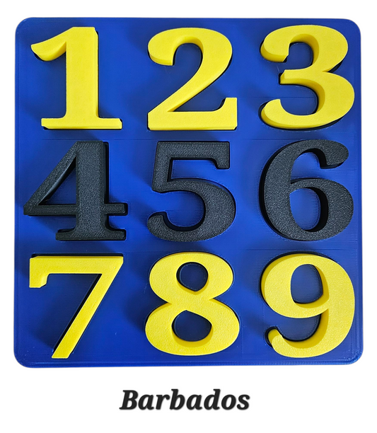 3D printed Number Puzzle Barbados