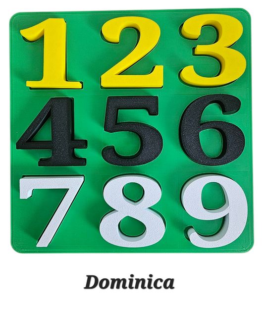 3D printed Number Puzzle Dominica