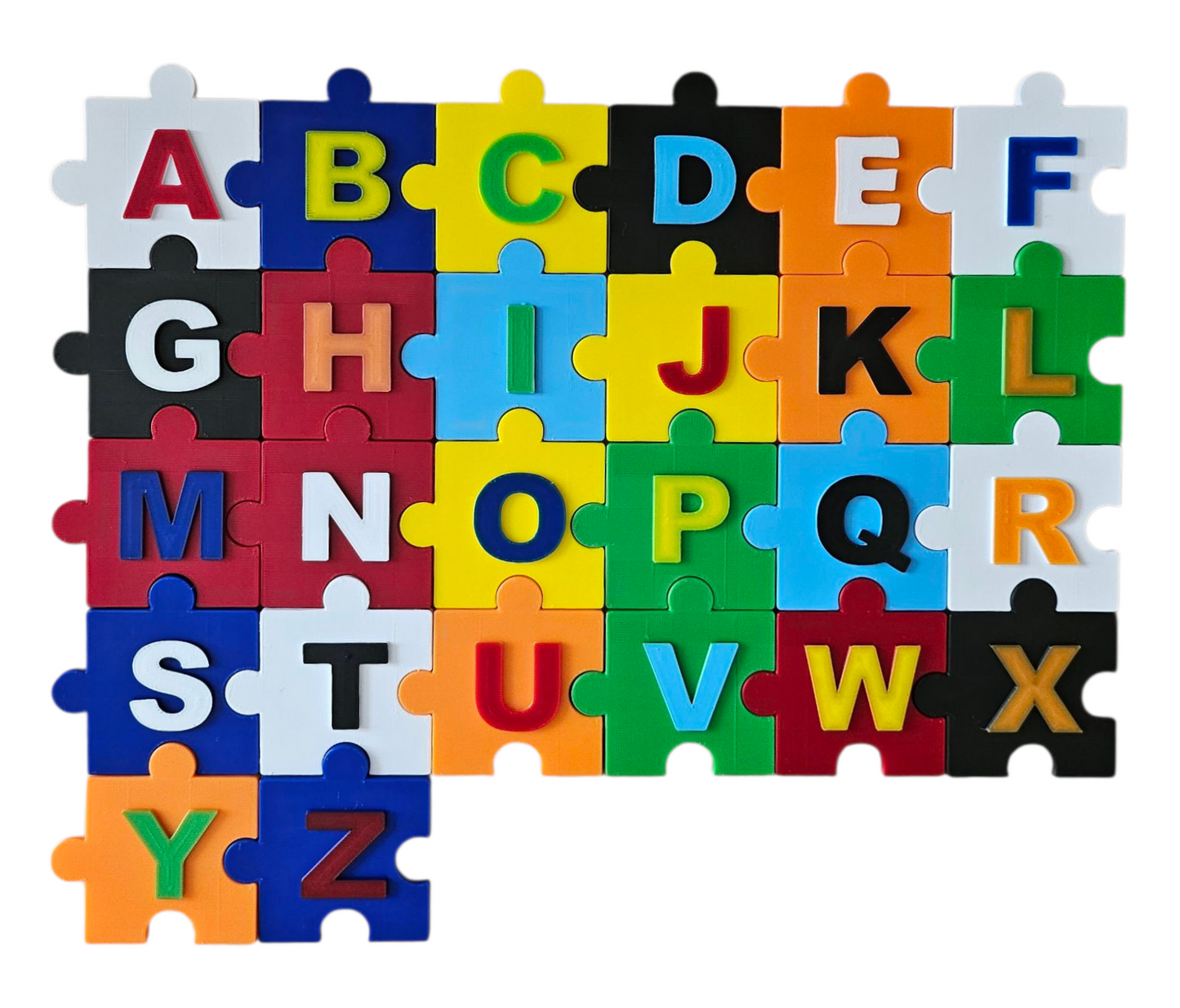 3D Printed Alphabet and Number Jigsaw Puzzle