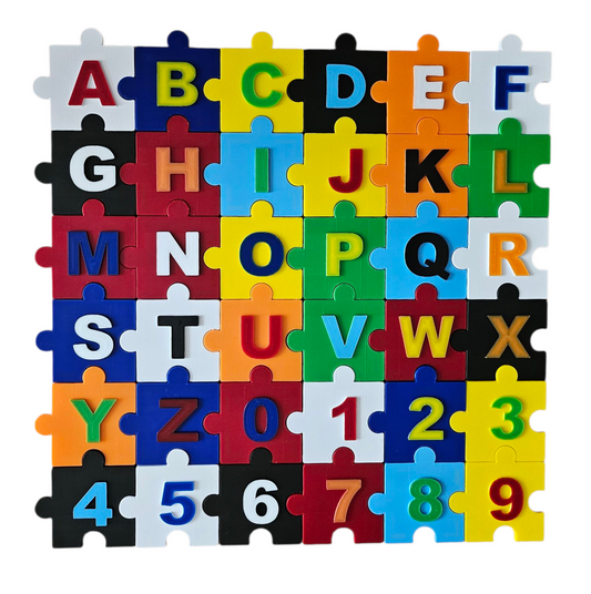 3D Printed Alphabet and Number Jigsaw Puzzle
